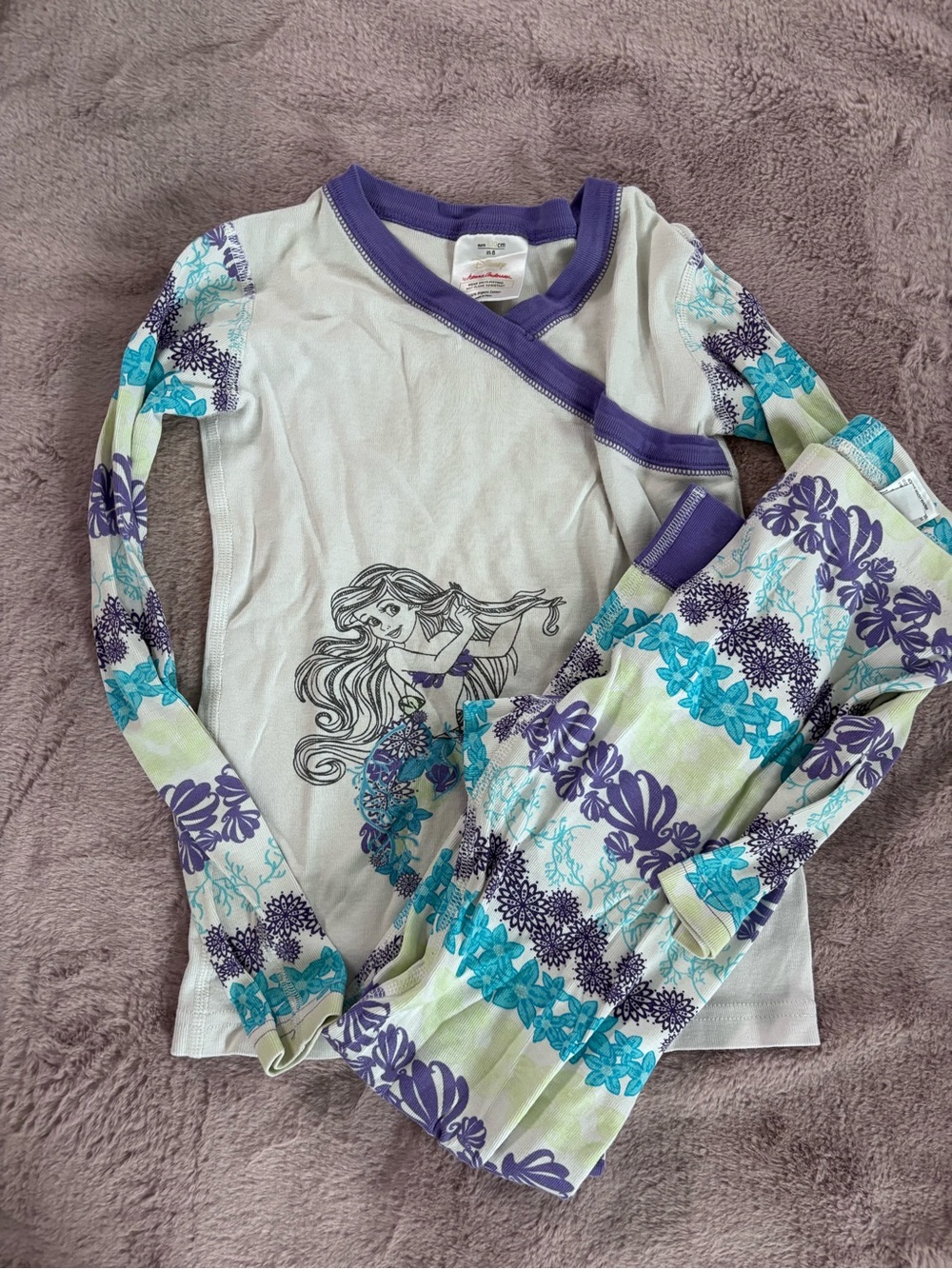 Disney Purple Trim White Girls Pajama Top